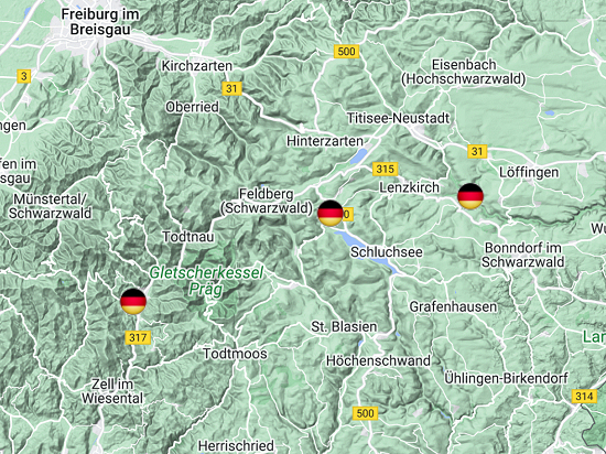 DLFF-Gebiete im Südschwarzwald